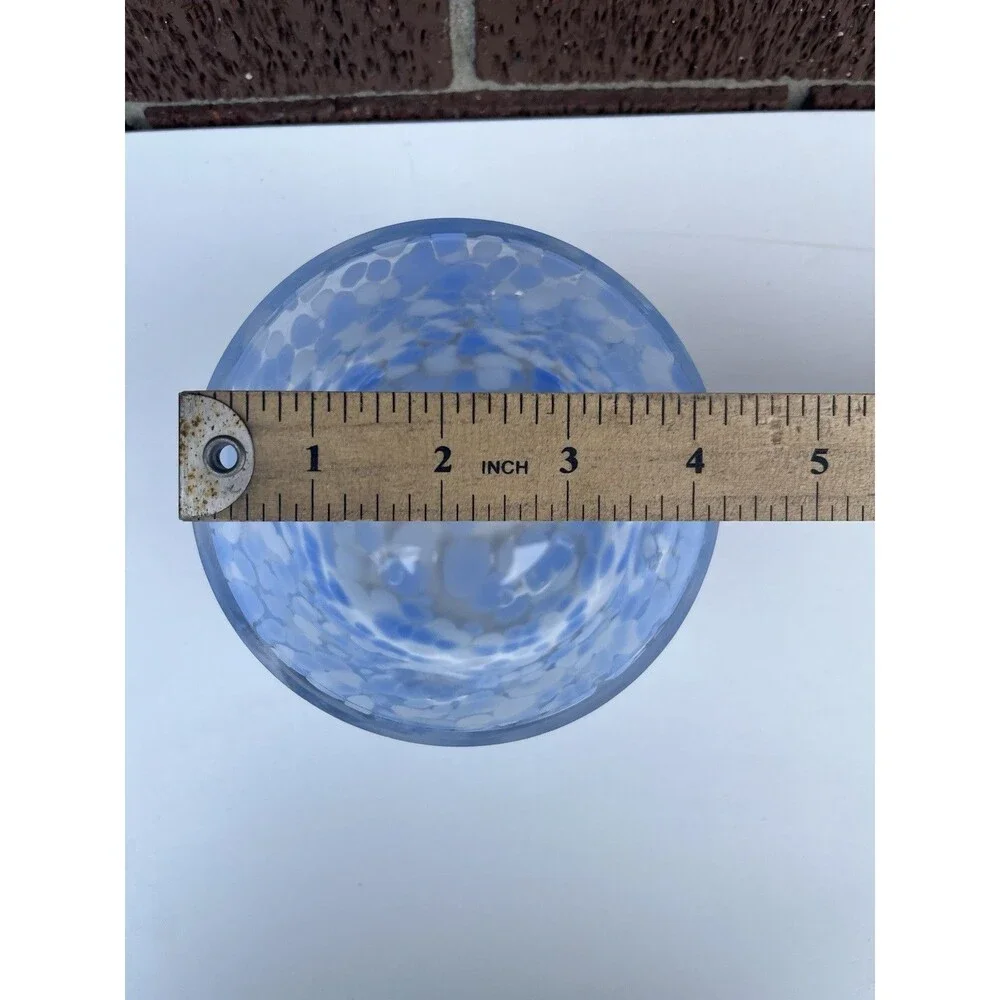 Anthropologie Festive Icon Blue‎ White Glass Snowflake Bowl
